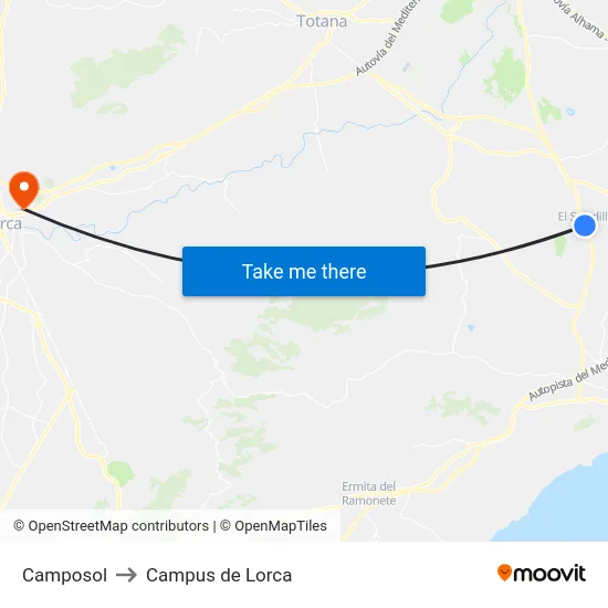 Camposol to Campus de Lorca map