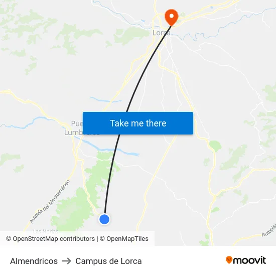 Almendricos to Campus de Lorca map