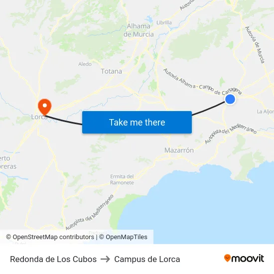 Redonda de Los Cubos to Campus de Lorca map