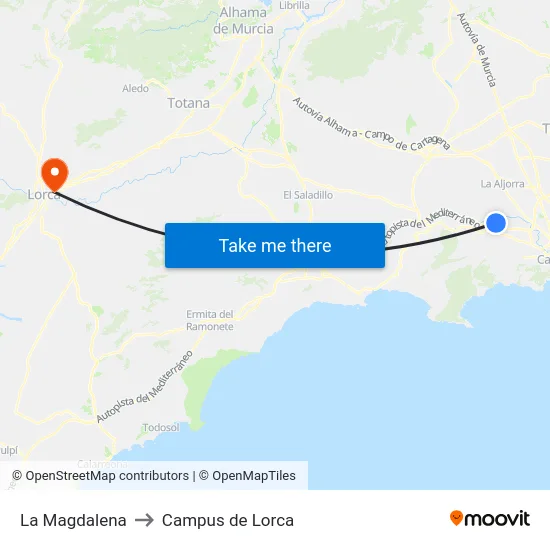 La Magdalena to Campus de Lorca map