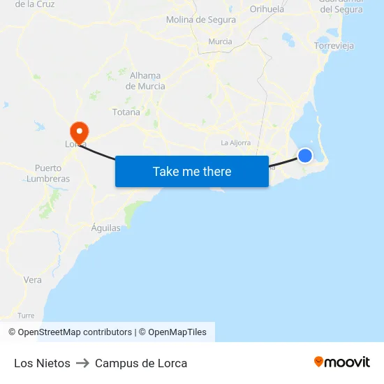 Los Nietos to Campus de Lorca map