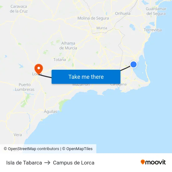 Isla de Tabarca to Campus de Lorca map
