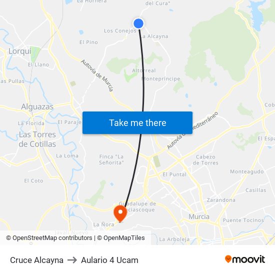 Cruce Alcayna to Aulario 4 Ucam map