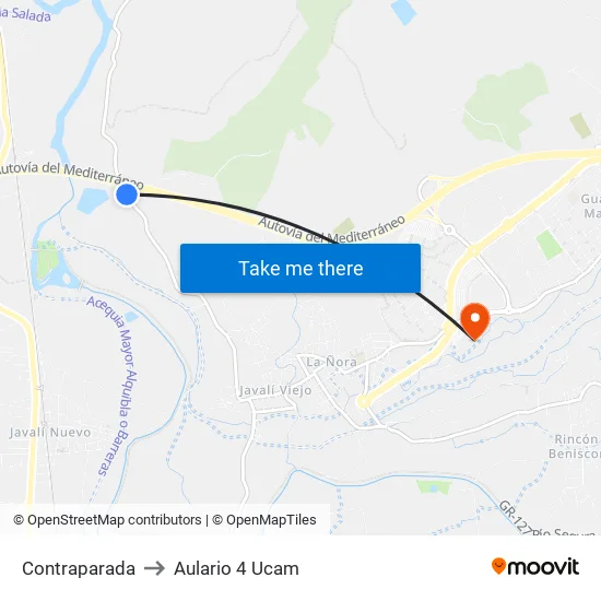 Contraparada to Aulario 4 Ucam map