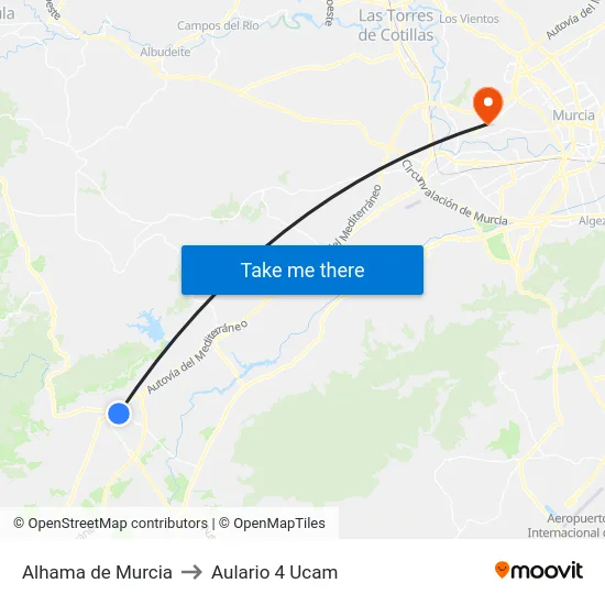 Alhama de Murcia to Aulario 4 Ucam map