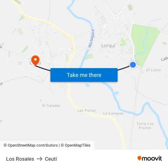 Los Rosales to Ceutí map