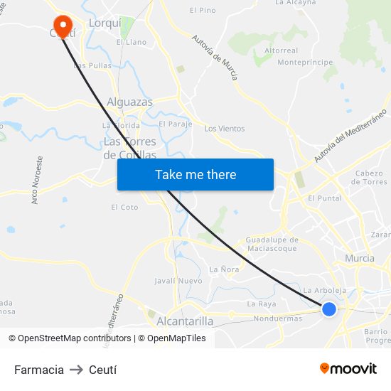 Farmacia to Ceutí map