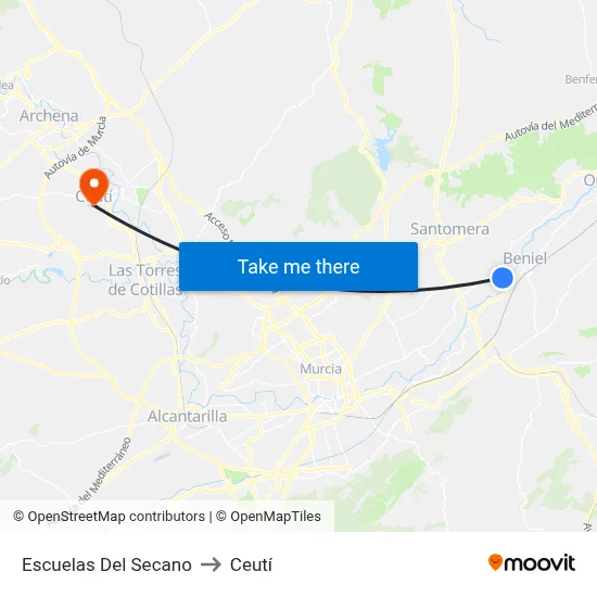 Escuelas Del Secano to Ceutí map
