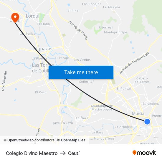 Colegio Divino Maestro to Ceutí map