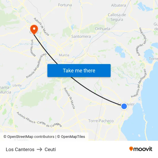 Los Canteros to Ceutí map