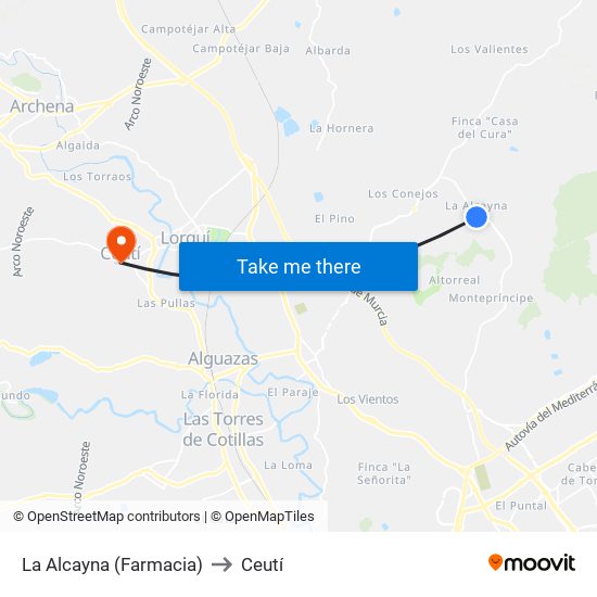 La Alcayna (Farmacia) to Ceutí map