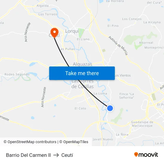 Barrio Del Carmen II to Ceutí map
