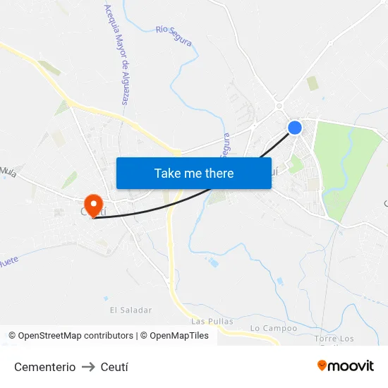 Cementerio to Ceutí map