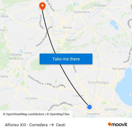 Alfonso XIII - Corredera to Ceutí map