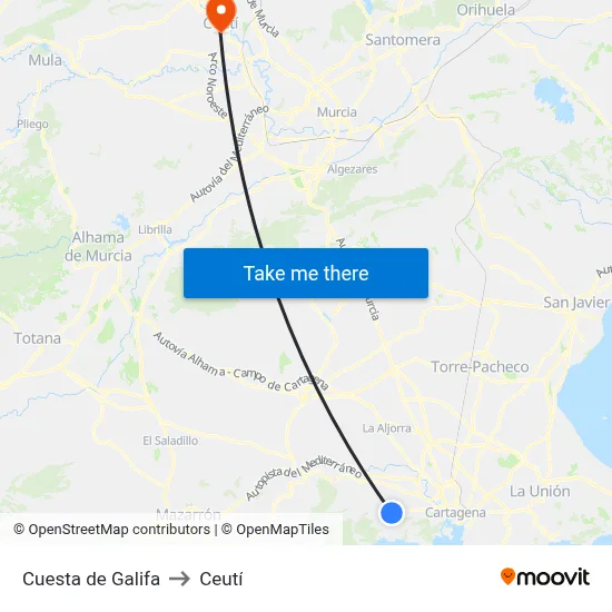 Cuesta de Galifa to Ceutí map