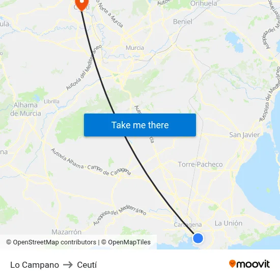 Lo Campano to Ceutí map