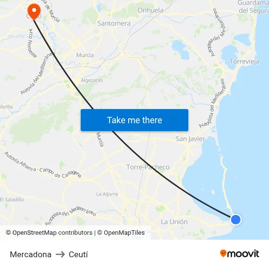 Mercadona to Ceutí map