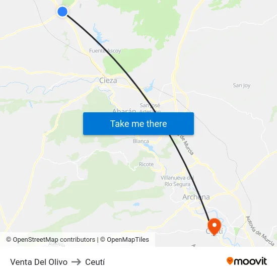Venta Del Olivo to Ceutí map