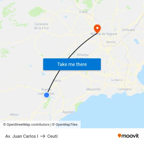 Av. Juan Carlos I to Ceutí map