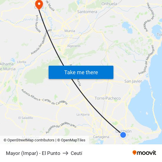 Mayor (Impar) - El Punto to Ceutí map