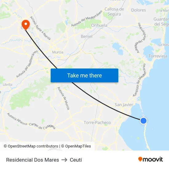 Residencial Dos Mares to Ceutí map