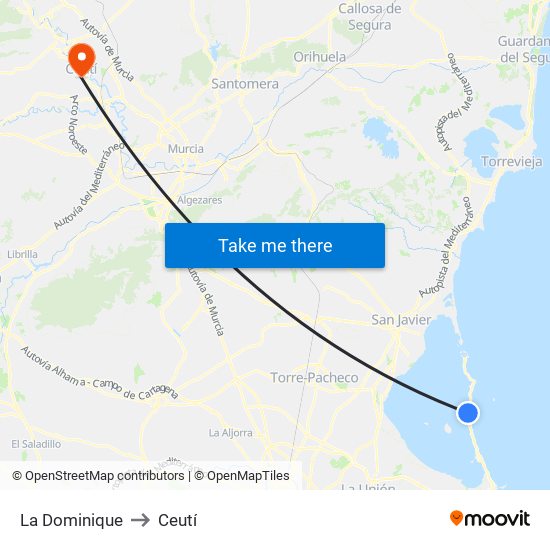 La Dominique to Ceutí map