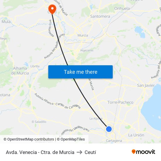 Avda. Venecia - Ctra. de Murcia to Ceutí map