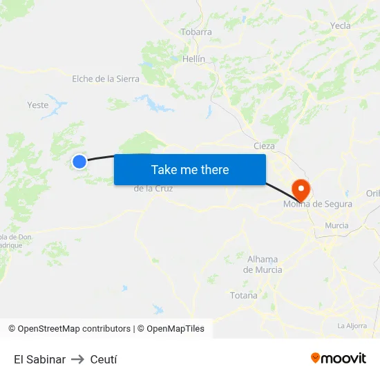 El Sabinar to Ceutí map