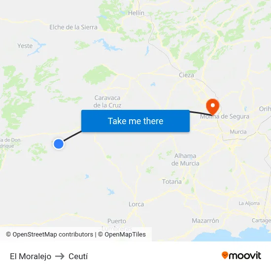 El Moralejo to Ceutí map