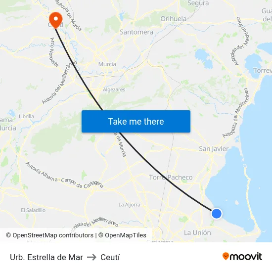 Urb. Estrella de Mar to Ceutí map