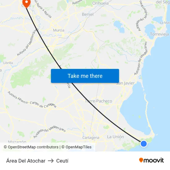 Área Del Atochar to Ceutí map