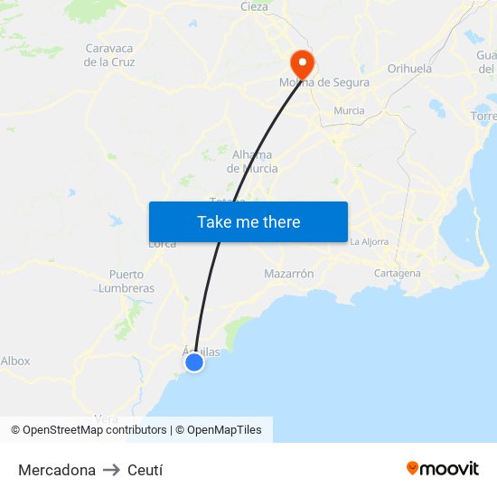 Mercadona to Ceutí map