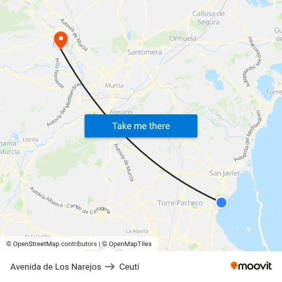 Avenida de Los Narejos to Ceutí map