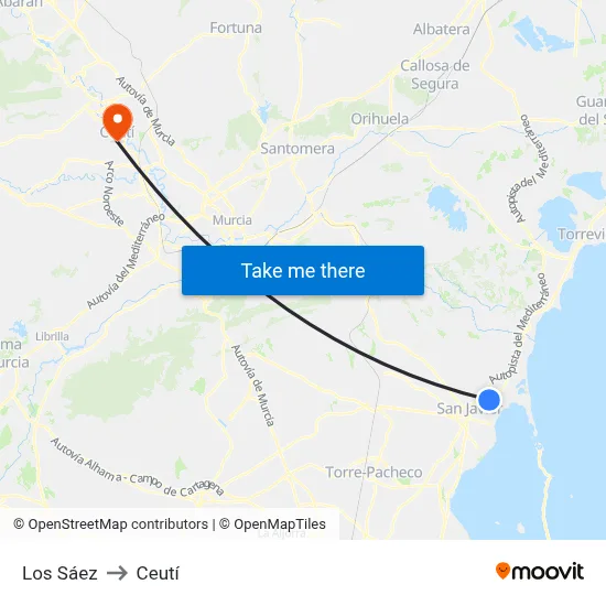 Los Sáez to Ceutí map