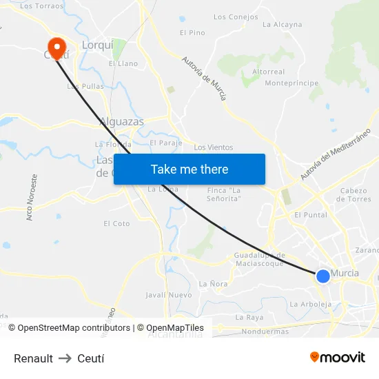 Renault to Ceutí map