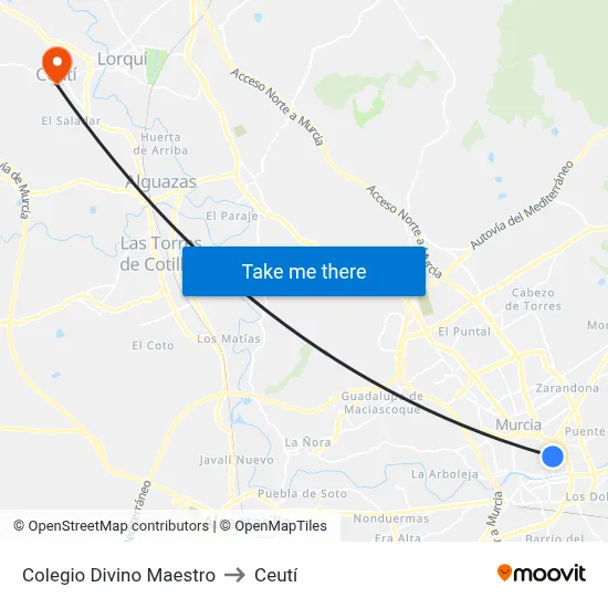 Colegio Divino Maestro to Ceutí map