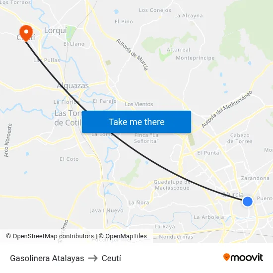 Gasolinera Atalayas to Ceutí map