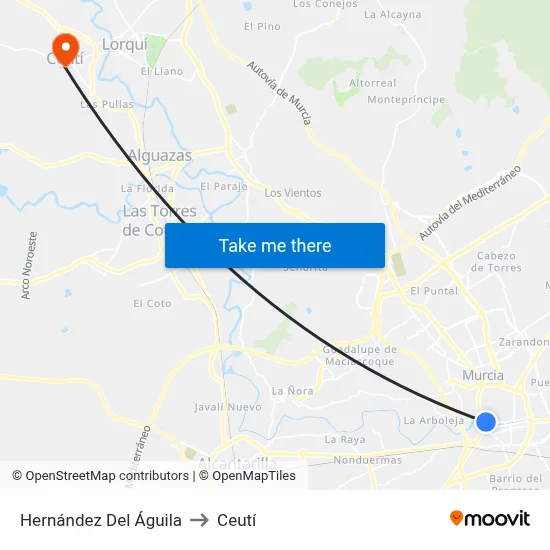 Hernández Del Águila to Ceutí map