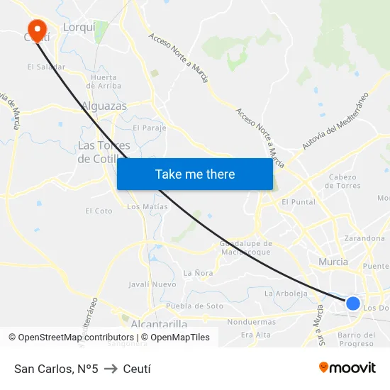 San Carlos, Nº5 to Ceutí map