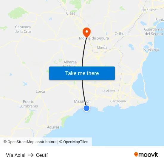 Vía Axial to Ceutí map