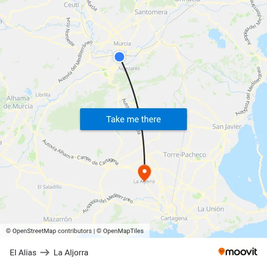 El Alias to La Aljorra map