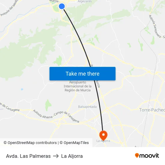 Avda. Las Palmeras to La Aljorra map