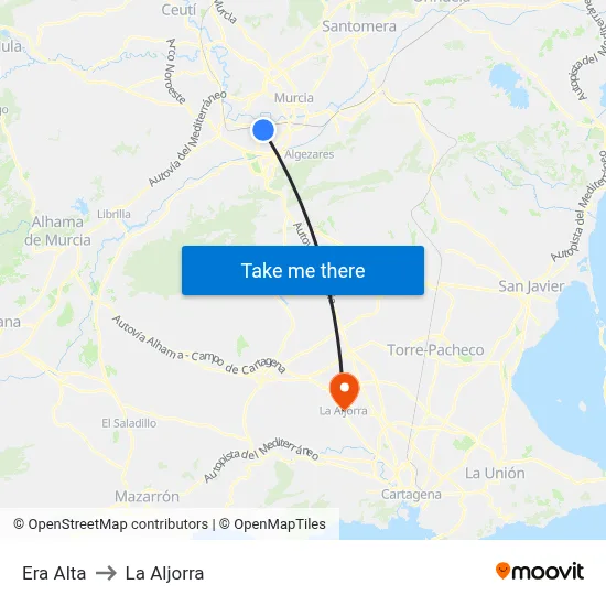 Era Alta to La Aljorra map