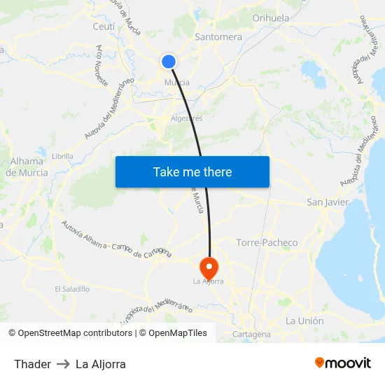 Thader to La Aljorra map