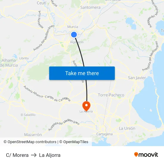 C/ Morera to La Aljorra map