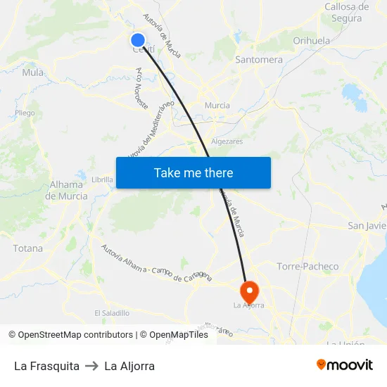 La Frasquita to La Aljorra map