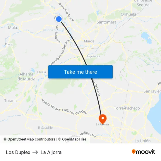Los Duplex to La Aljorra map