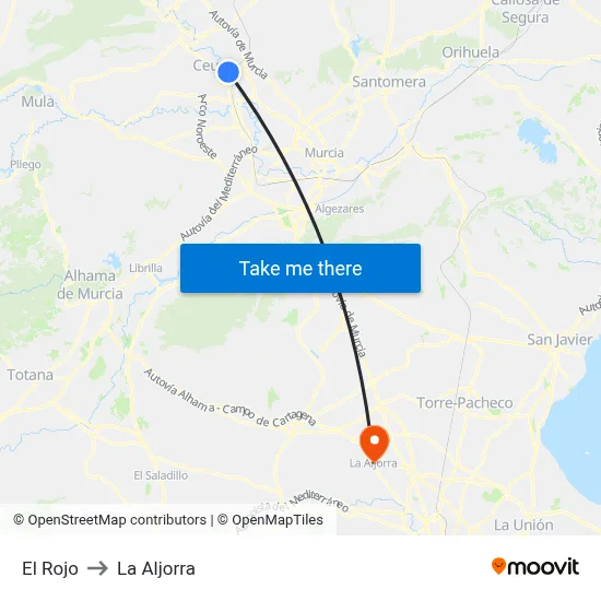 El Rojo to La Aljorra map