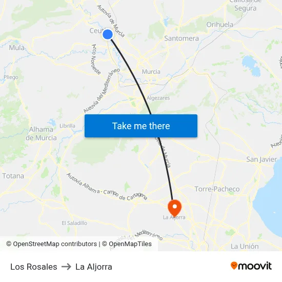 Los Rosales to La Aljorra map