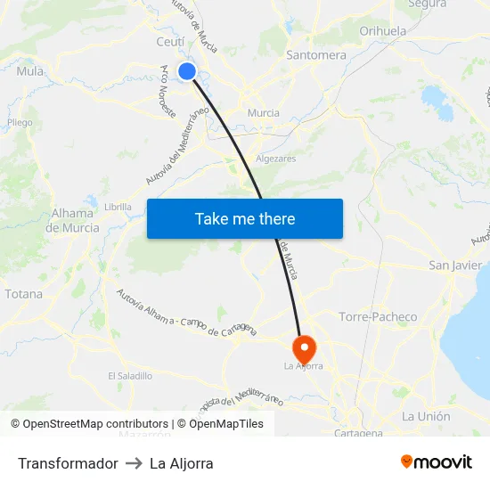Transformador to La Aljorra map